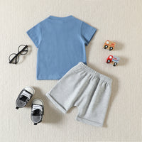 Load image into Gallery viewer, 2 Pieces Set Baby Kid Boys Letters Print T-Shirts And Solid Color Shorts Wholesale 23040765
