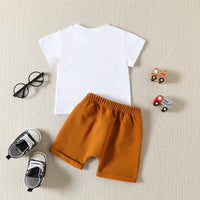 Load image into Gallery viewer, 2 Pieces Set Baby Kid Boys Letters Print T-Shirts And Solid Color Shorts Wholesale 23040765
