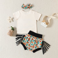 Load image into Gallery viewer, 2 Pieces Set Baby Kid Girls Letters Print T-Shirts Cartoon Plant And Alphabet Shorts Wholesale 23040766
