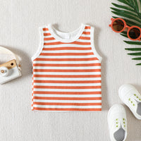 Load image into Gallery viewer, 2 Pieces Set Baby Kid Girls Boys Striped Tank Tops And Solid Color Shorts Wholesale 23040769
