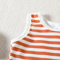 Load image into Gallery viewer, 2 Pieces Set Baby Kid Girls Boys Striped Tank Tops And Solid Color Shorts Wholesale 23040769
