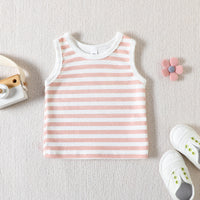 Load image into Gallery viewer, 2 Pieces Set Baby Kid Girls Boys Striped Tank Tops And Solid Color Shorts Wholesale 23040769
