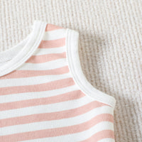 Load image into Gallery viewer, 2 Pieces Set Baby Kid Girls Boys Striped Tank Tops And Solid Color Shorts Wholesale 23040769
