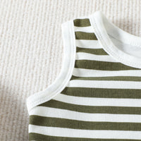 Load image into Gallery viewer, 2 Pieces Set Baby Kid Girls Boys Striped Tank Tops And Solid Color Shorts Wholesale 23040769
