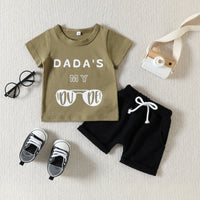 Load image into Gallery viewer, 2 Pieces Set Baby Kid Boys Letters T-Shirts And Solid Color Shorts Wholesale 23040777
