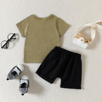 Load image into Gallery viewer, 2 Pieces Set Baby Kid Boys Letters T-Shirts And Solid Color Shorts Wholesale 23040777
