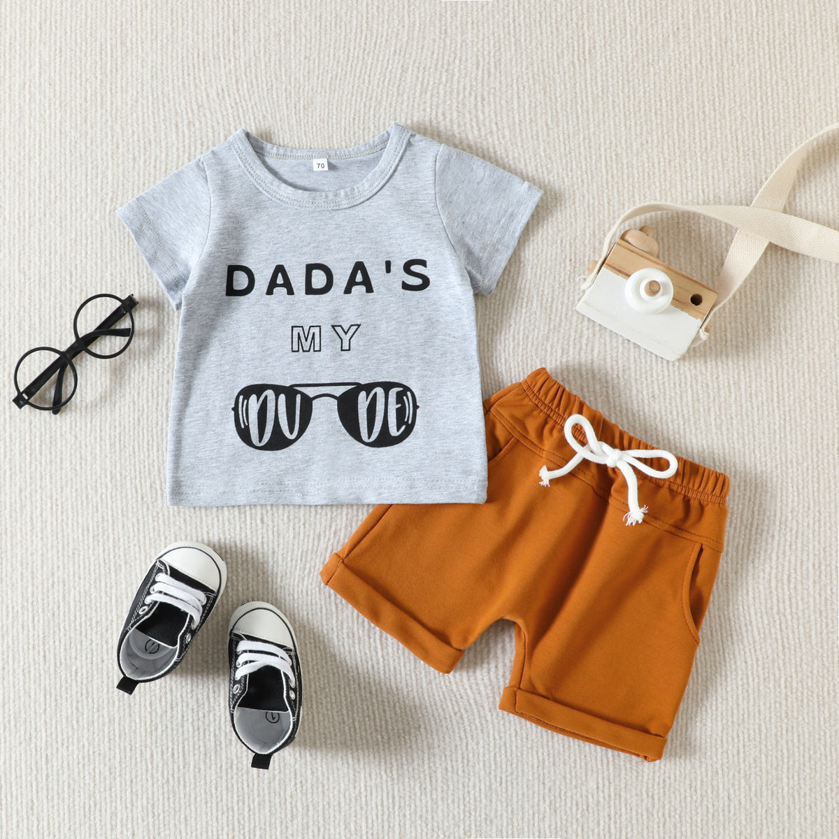 2 Pieces Set Baby Kid Boys Letters T-Shirts And Solid Color Shorts Wholesale 23040777