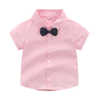Load image into Gallery viewer, 2 Pieces Set Baby Kid Boys Solid Color Bow Shirts And Suits Rompers Wholesale 23041102
