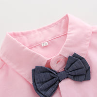 Load image into Gallery viewer, 2 Pieces Set Baby Kid Boys Solid Color Bow Shirts And Suits Rompers Wholesale 23041102
