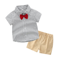 Load image into Gallery viewer, 2 Pieces Set Baby Kid Boys Birthday Party Bow Shirts And Color-blocking Rompers Wholesale 23041107
