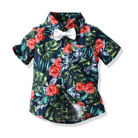 Load image into Gallery viewer, 2 Pieces Set Baby Kid Boys Bow Shirts And Solid Color Shorts Wholesale 23041110
