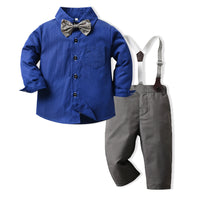 Load image into Gallery viewer, 2 Pieces Set Baby Kid Boys Bow Shirts And Solid Color Jumpsuits Wholesale 230411106
