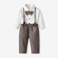 Load image into Gallery viewer, 2 Pieces Set Baby Kid Boys Bow Shirts And Solid Color Jumpsuits Wholesale 230411107
