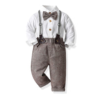 Load image into Gallery viewer, 2 Pieces Set Baby Kid Boys Bow Shirts And Solid Color Jumpsuits Wholesale 230411107
