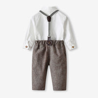Load image into Gallery viewer, 2 Pieces Set Baby Kid Boys Bow Shirts And Solid Color Jumpsuits Wholesale 230411107
