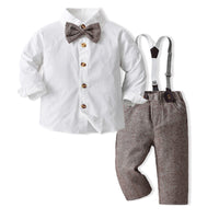 Load image into Gallery viewer, 2 Pieces Set Baby Kid Boys Bow Shirts And Solid Color Jumpsuits Wholesale 230411107
