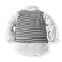 Load image into Gallery viewer, 3 Pieces Set Baby Kid Boys Dressy Solid Color Bow Shirts Checked Vests Waistcoats And Jumpsuits Wholesale 230411109
