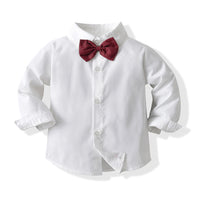 Load image into Gallery viewer, 3 Pieces Set Baby Kid Boys Dressy Solid Color Bow Shirts Checked Vests Waistcoats And Jumpsuits Wholesale 230411109
