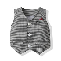 Load image into Gallery viewer, 3 Pieces Set Baby Kid Boys Dressy Solid Color Bow Shirts Checked Vests Waistcoats And Jumpsuits Wholesale 230411109
