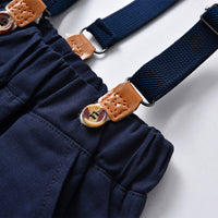 Load image into Gallery viewer, 3 Pieces Set Baby Kid Boys Dressy Solid Color Bow Shirts Checked Vests Waistcoats And Jumpsuits Wholesale 230411109
