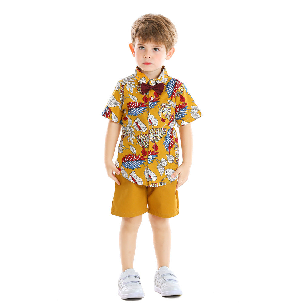 2 Pieces Set Baby Kid Boys Birthday Party Bow Shirts And Solid Color Shorts Wholesale 23041111