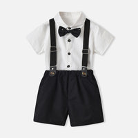 Load image into Gallery viewer, 2 Pieces Set Baby Kid Boys Dressy Solid Color Bow Shirts And Rompers Wholesale 230411110
