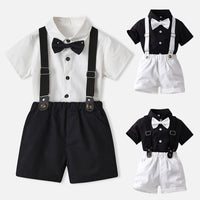 Load image into Gallery viewer, 2 Pieces Set Baby Kid Boys Dressy Solid Color Bow Shirts And Rompers Wholesale 230411110
