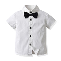 Load image into Gallery viewer, 2 Pieces Set Baby Kid Boys Dressy Solid Color Bow Shirts And Rompers Wholesale 230411110
