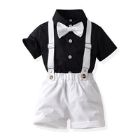 Load image into Gallery viewer, 2 Pieces Set Baby Kid Boys Dressy Solid Color Bow Shirts And Rompers Wholesale 230411110
