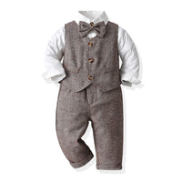 Load image into Gallery viewer, 3 Pieces Set Baby Kid Boys Dressy Solid Color Bow Shirts Vests Waistcoats And Jumpsuits Wholesale 230411111
