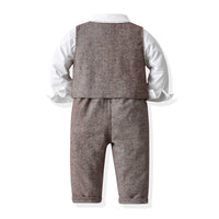 Load image into Gallery viewer, 3 Pieces Set Baby Kid Boys Dressy Solid Color Bow Shirts Vests Waistcoats And Jumpsuits Wholesale 230411111
