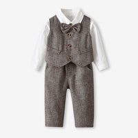 Load image into Gallery viewer, 3 Pieces Set Baby Kid Boys Dressy Solid Color Bow Shirts Vests Waistcoats And Jumpsuits Wholesale 230411111
