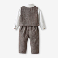Load image into Gallery viewer, 3 Pieces Set Baby Kid Boys Dressy Solid Color Bow Shirts Vests Waistcoats And Jumpsuits Wholesale 230411111
