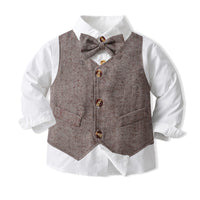 Load image into Gallery viewer, 3 Pieces Set Baby Kid Boys Dressy Solid Color Bow Shirts Vests Waistcoats And Jumpsuits Wholesale 230411111
