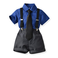 Load image into Gallery viewer, 2 Pieces Set Baby Kid Boys Dressy Solid Color Bow Shirts And Rompers Wholesale 230411112

