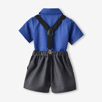 Load image into Gallery viewer, 2 Pieces Set Baby Kid Boys Dressy Solid Color Bow Shirts And Rompers Wholesale 230411112
