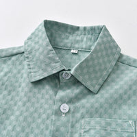 Load image into Gallery viewer, 2 Pieces Set Baby Kid Boys Dressy Striped Bow Shirts And Solid Color Jumpsuits Wholesale 230411114
