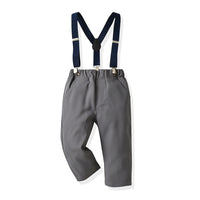 Load image into Gallery viewer, 2 Pieces Set Baby Kid Boys Dressy Striped Bow Shirts And Solid Color Jumpsuits Wholesale 230411114
