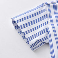 Load image into Gallery viewer, 2 Pieces Set Baby Kid Boys Dressy Striped Bow Shirts And Solid Color Jumpsuits Wholesale 230411114
