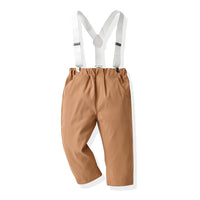 Load image into Gallery viewer, 2 Pieces Set Baby Kid Boys Dressy Striped Bow Shirts And Solid Color Jumpsuits Wholesale 230411114
