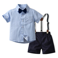 Load image into Gallery viewer, 2 Pieces Set Baby Kid Boys Dressy Bow Shirts And Solid Color Rompers Wholesale 230411116
