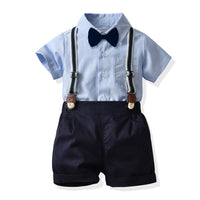 Load image into Gallery viewer, 2 Pieces Set Baby Kid Boys Dressy Bow Shirts And Solid Color Rompers Wholesale 230411116
