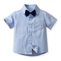 Load image into Gallery viewer, 2 Pieces Set Baby Kid Boys Dressy Bow Shirts And Solid Color Rompers Wholesale 230411116
