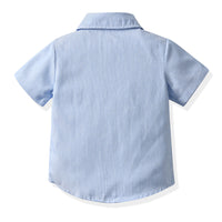 Load image into Gallery viewer, 2 Pieces Set Baby Kid Boys Dressy Bow Shirts And Solid Color Rompers Wholesale 230411116
