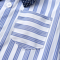 Load image into Gallery viewer, 2 Pieces Set Baby Kid Boys Dressy Striped Bow Shirts And Solid Color Jumpsuits Wholesale 230411120
