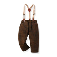 Load image into Gallery viewer, 2 Pieces Set Baby Kid Boys Dressy Bow Shirts And Checked Jumpsuits Wholesale 230411122
