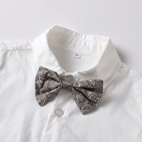 Load image into Gallery viewer, 2 Pieces Set Baby Kid Boys Dressy Bow Shirts And Checked Jumpsuits Wholesale 230411122
