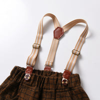 Load image into Gallery viewer, 2 Pieces Set Baby Kid Boys Dressy Bow Shirts And Checked Jumpsuits Wholesale 230411122
