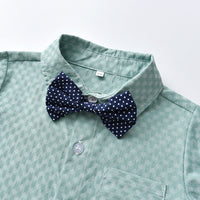 Load image into Gallery viewer, 2 Pieces Set Baby Kid Boys Dressy Bow Print Shirts And Solid Color Jumpsuits Wholesale 230411124
