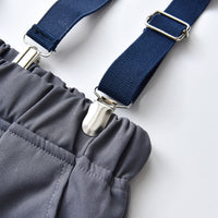 Load image into Gallery viewer, 2 Pieces Set Baby Kid Boys Dressy Bow Print Shirts And Solid Color Jumpsuits Wholesale 230411124
